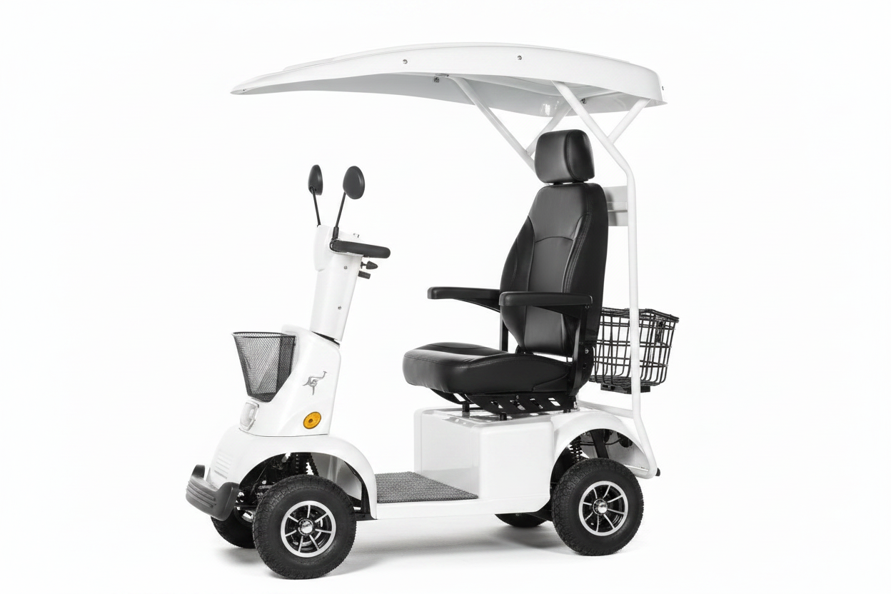 Light Macro Coast 1  DELUXE Mobility Scooter WITH CANOPY – RED /SILVER /WHITE