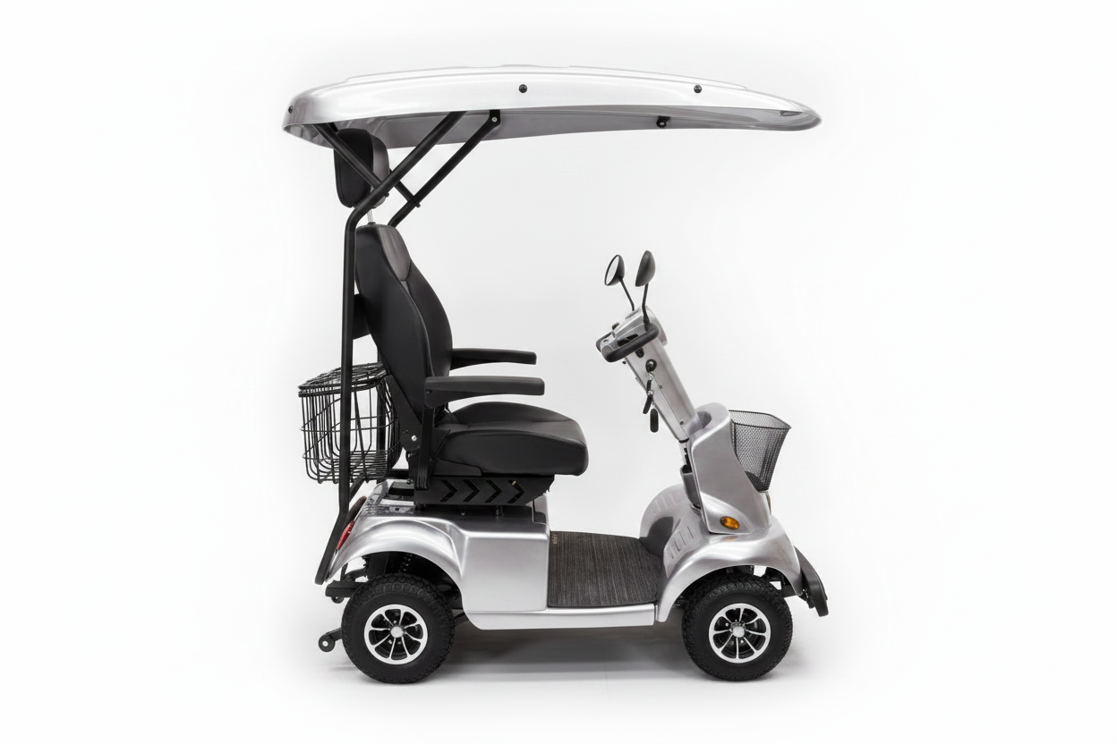 Light Macro Coast 1  REGAL Mobility Scooter WITH CANOPY – RED /SILVER /WHITE (Copy)