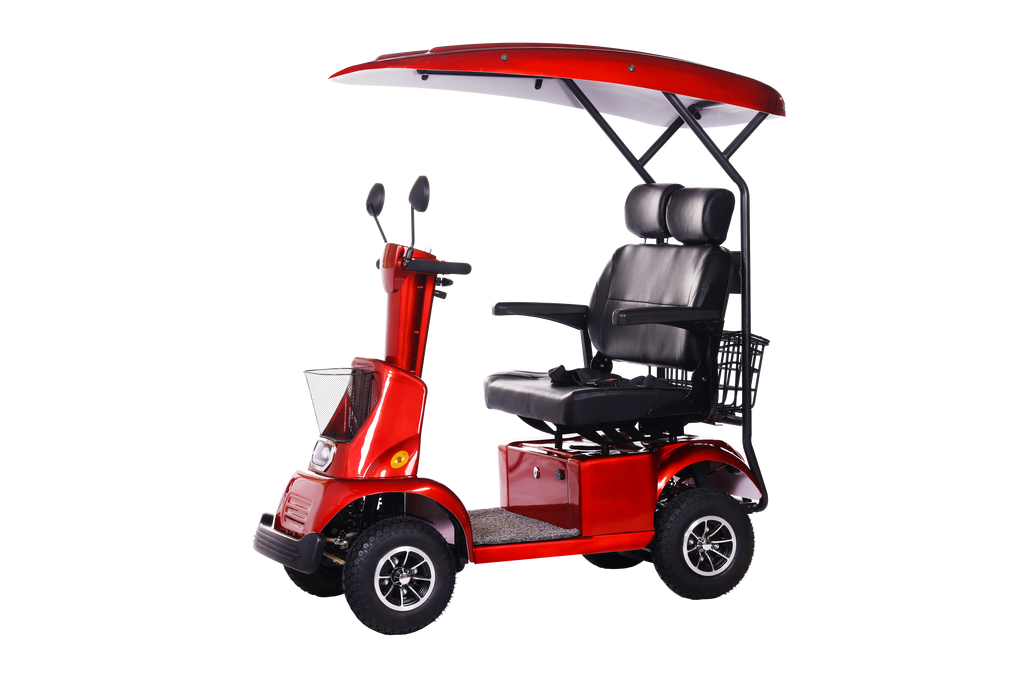 Light Macro Coast 1  DELUXE Mobility Scooter WITH CANOPY – RED /SILVER /WHITE