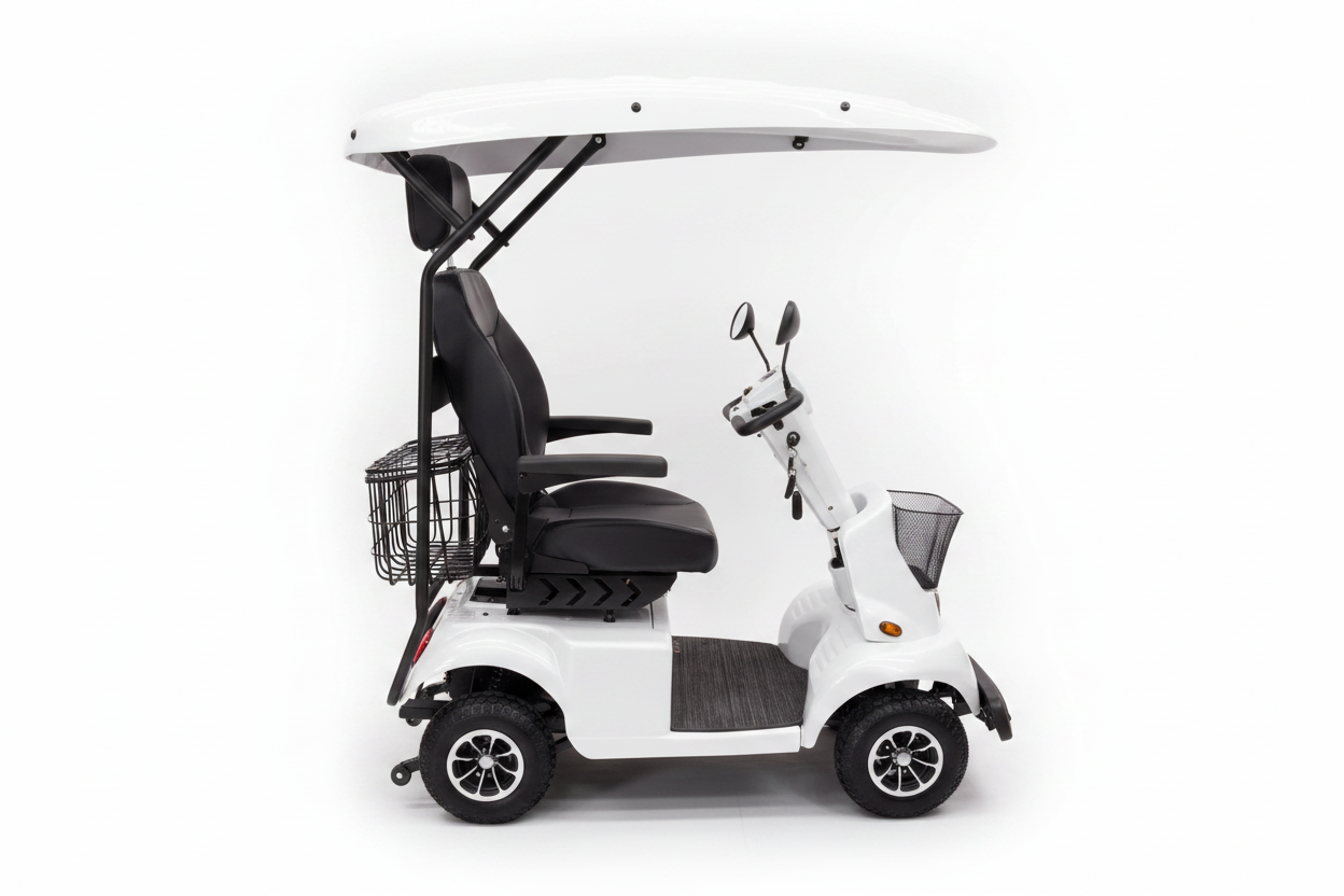 Light Macro Coast 1  REGAL Mobility Scooter WITH CANOPY – RED /SILVER /WHITE (Copy)